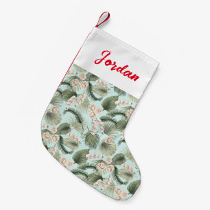 Tropical Garden Floral Orchid & Palm Pattern Small Christmas Stocking