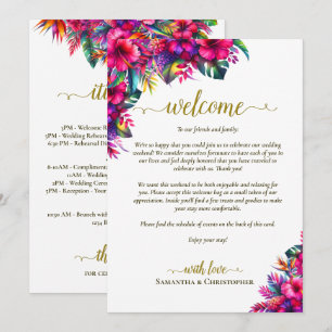 Tropical Garden Floral Wedding Welcome & Itinerary Programme