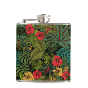 Tropical garden hip flask