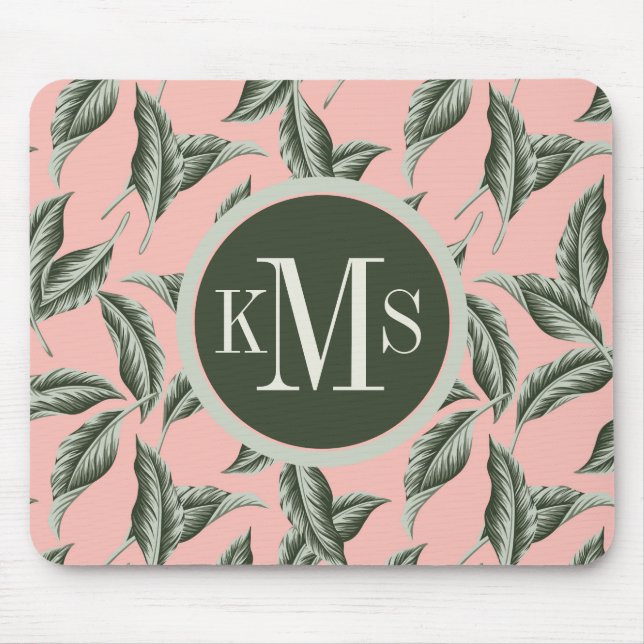 Tropical Garden Leaves Pattern Mouse Pad (Front)