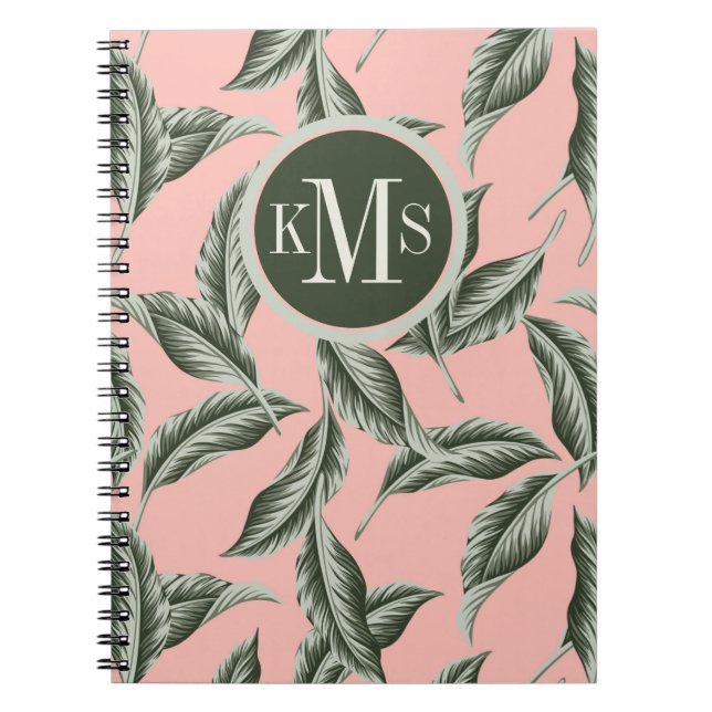 Tropical Garden Leaves Pattern Notebook (Front)