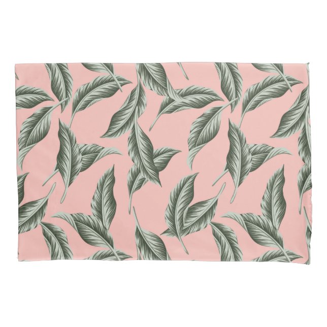 Tropical Garden Leaves Pattern Pillowcase (Front)