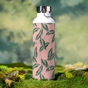 Tropical Garden Leaves Pattern Water Bottle