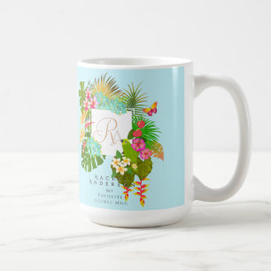 Tropical Garden Monogram Blue Coffee Mug