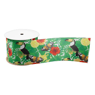 Tropical garden satin ribbon