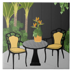 Tropical Garden Table For Two Tile