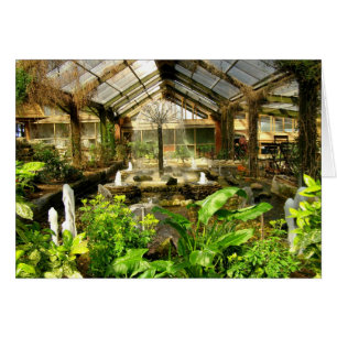 Tropical garden under glass card