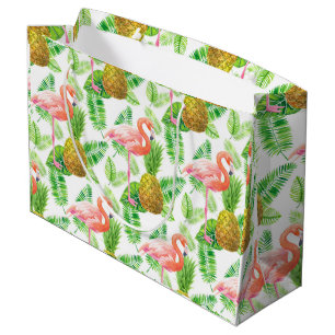 Tropical garden watercolor pattern large gift bag