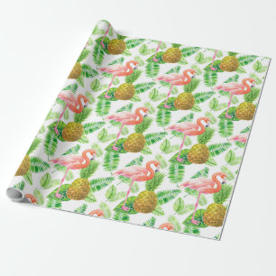 Tropical garden watercolor pattern wrapping paper