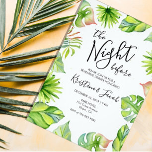 Tropical Garden Wedding Rehearsal Invitation Card