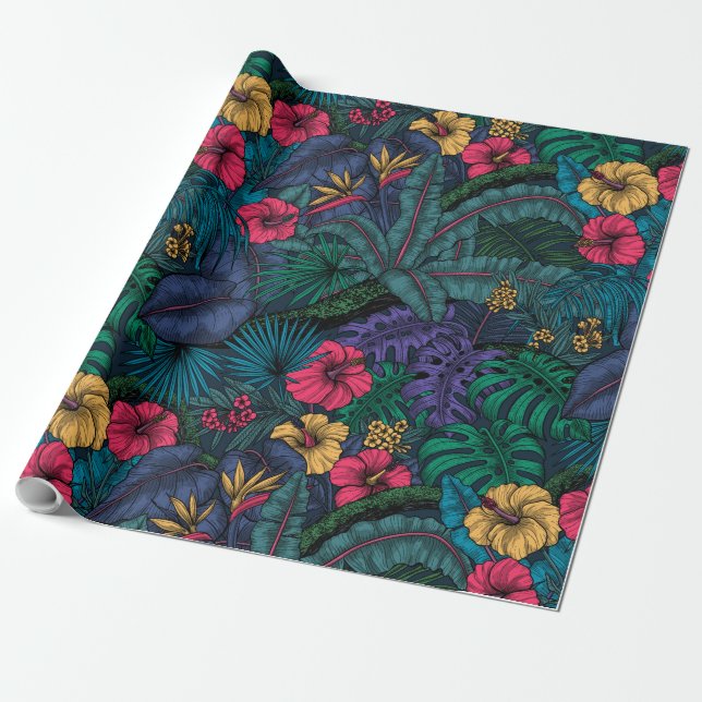 Tropical garden wrapping paper (Unrolled)
