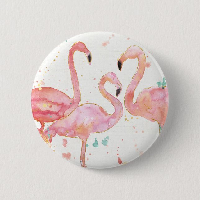 Tropical | Gathering of Flamingos 6 Cm Round Badge (Front)