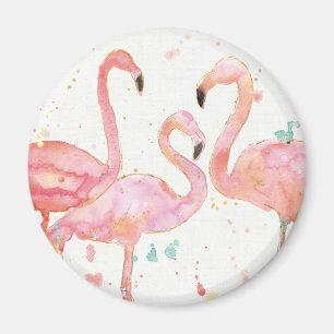 Tropical   Gathering of Flamingos Magnet