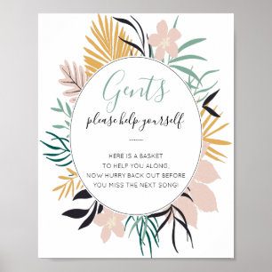 Tropical Gents Bathroom Basket Wedding Sign