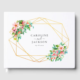 Tropical Geometric Floral Wedding Guest Book