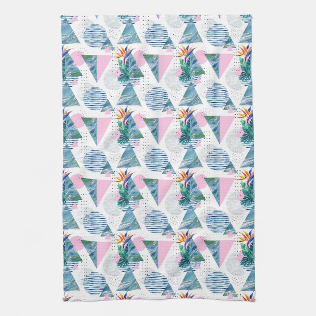 Tropical Geometric Pattern Tea Towel (Vertical)