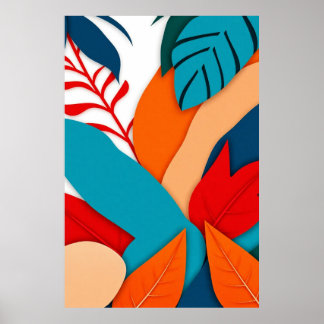 Tropical Geometry: Bold & Vibrant Digital Collage Poster