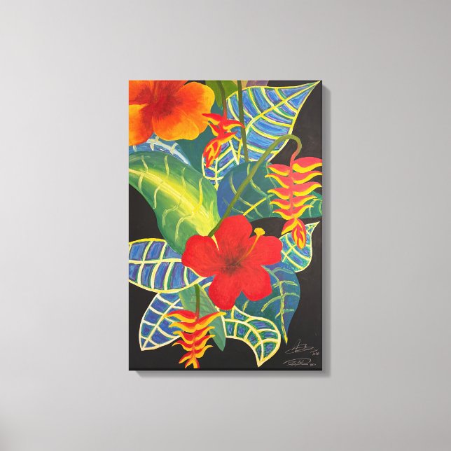 Tropical Ginger Flower Painting @3dudes1life Canvas Print (Front)