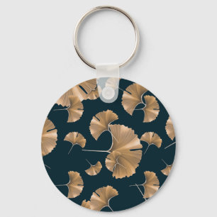 Tropical ginko palm leaves, Hawaiian pattern. Key Ring
