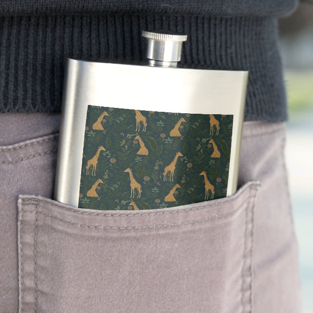 Tropical Giraffe Hangout Hip Flask (In Situ)