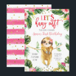 Tropical Girl Sloth Birthday Invitation<br><div class="desc">Tropical Girl Sloth Birthday Invitation</div>