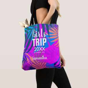 Tropical Girls Trip with Crown, Year, & Name Tote Bag