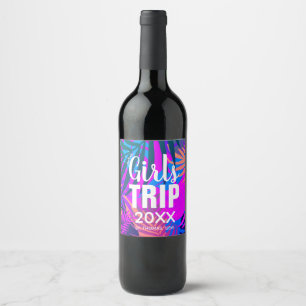Tropical Girls Trip with Crown, Year, & Name Wine Label