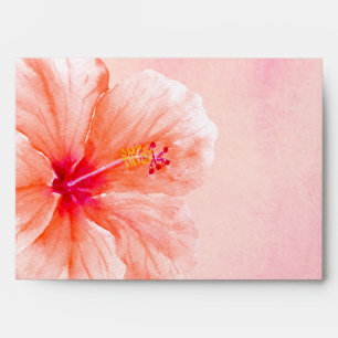 Tropical Girly Pink Peach Hibiscus Flower Envelope