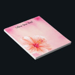 Tropical Girly Pink Peach Hibiscus Flower Notepad<br><div class="desc">Tropical Girly Pink Peach Hibiscus Flower watercolor</div>