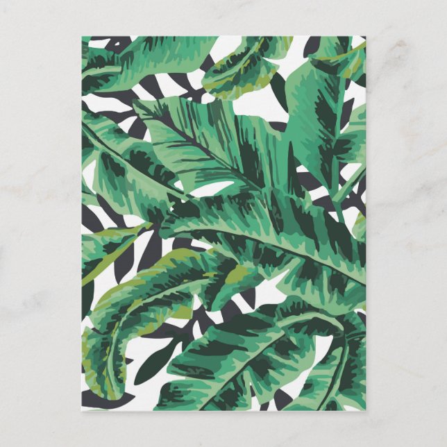 Tropical Glam Banana Leaf Pattern Postcard (Front)
