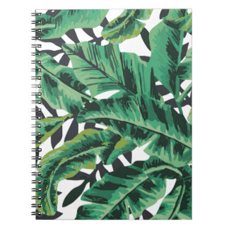 Tropical Glam Banana Leaf Pattern Spiral Notebook