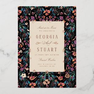 Tropical Glam Dark Turquoise Magenta Black Wedding