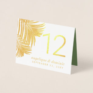 Tropical Glam Palm Leaves REAL FOIL Table Numbers