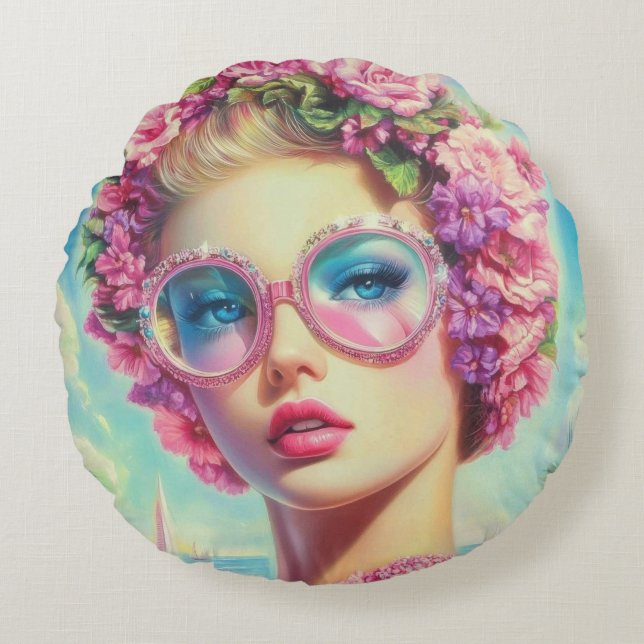 Tropical Glamour Queen Round Cushion (Front)