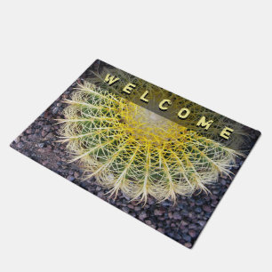 Tropical Globe Cactus Needles Photo Custom Text Doormat