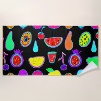 Tropical Glow Explosion Beach Towel