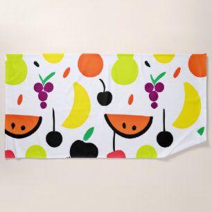 Tropical Glow Neon Fruit Pattern Beach Towel