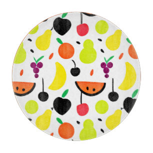 Tropical Glow Neon Fruit Pattern Cutting Board