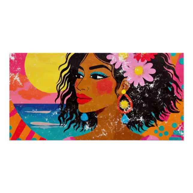 Tropical Goddess - Vibrant Pop Art Poster (Front)