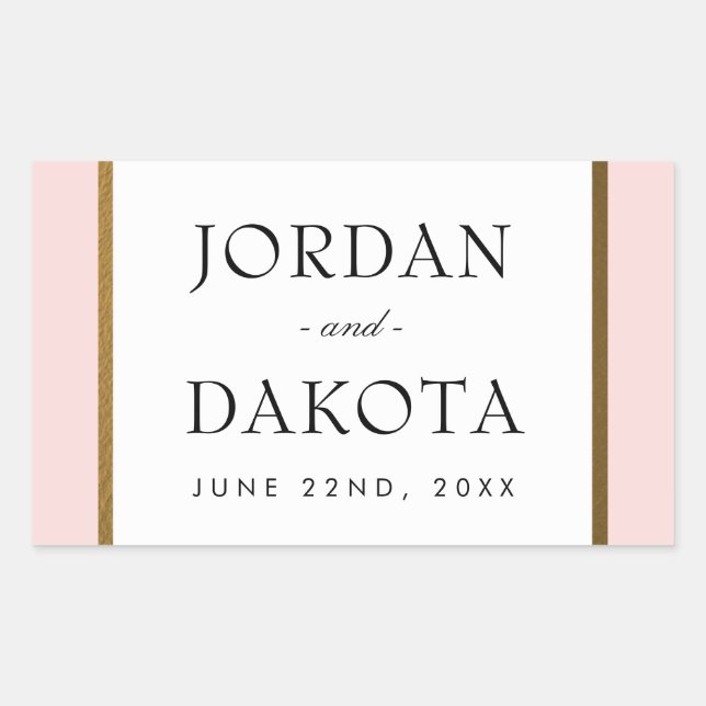 Tropical Gold Flowers on Pink | Exotic Wedding Rectangular Sticker (Front)