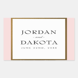 Tropical Gold Flowers on Pink Exotic Wedding Rectangular Sticker