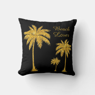 Tropical Gold Glitter Beach Lover Cushion