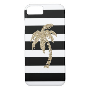 Tropical Gold Glitter Palm Tree on Black & White Case-Mate iPhone Case