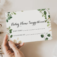 Tropical Gold Green Baby Name Suggestions Card