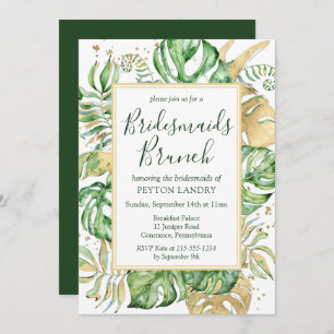 Tropical Gold & Green Bridesmaids Brunch Invitation