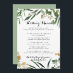 Tropical Gold Green Wedding Kissing Menu Game Card<br><div class="desc">This tropical gold green wedding kissing menu game card is perfect for a rustic wedding reception. The design features beautifully hand-painted illustrated tropical summer gold and green foliage.</div>
