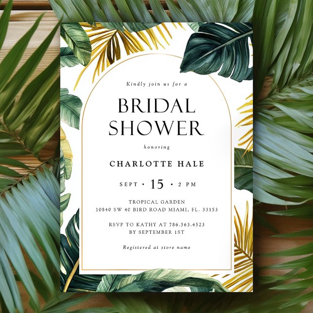 Tropical Gold Greenery Bridal Shower Invitation (Creator Uploaded)