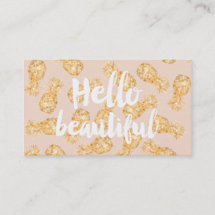 Tropical gold Hawaiian pineapple beauty typography Business Card