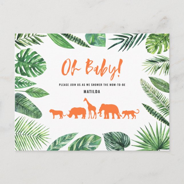 Tropical gold modern colourful mum-to-be postcard (Front)