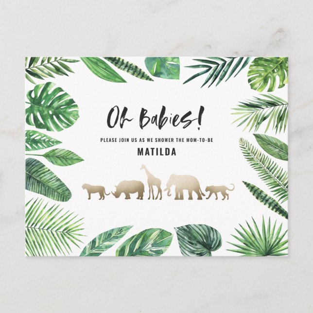 Tropical gold modern colourful mum-to-be postcard (Front)